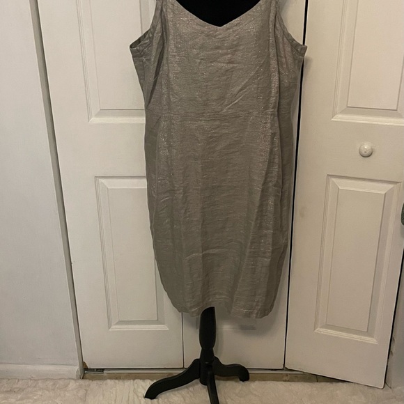 Eileen Fisher Woman Grey/Silver Linen Blend Dress 2X - Picture 2 of 7